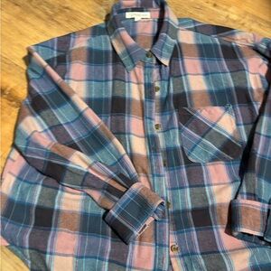 Rewind Women's Casual Plaid Button-Down Shirt - Multicolor